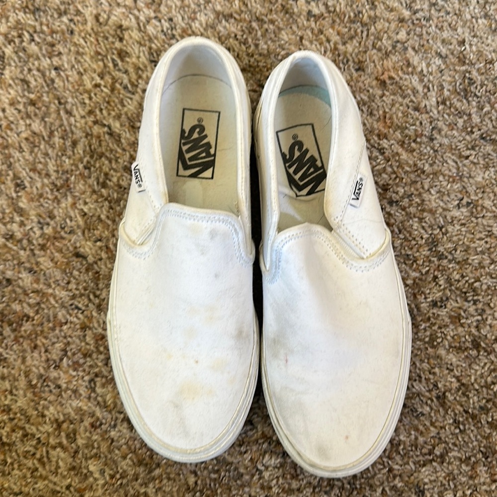 white slip on vans
